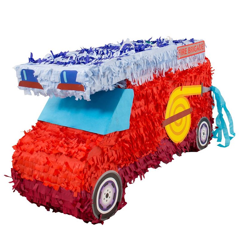 Foto van Folat piñata brandweerwagen junior 55 cm karton rood/blauw