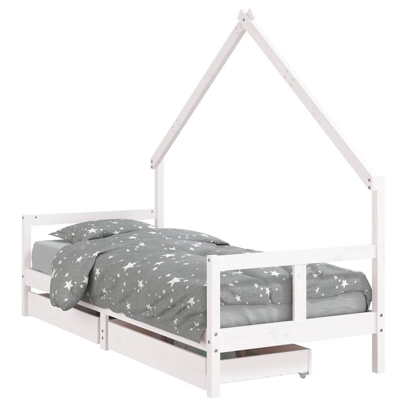 Foto van Vidaxl kinderbedframe met lades 80x200 cm massief grenenhout wit