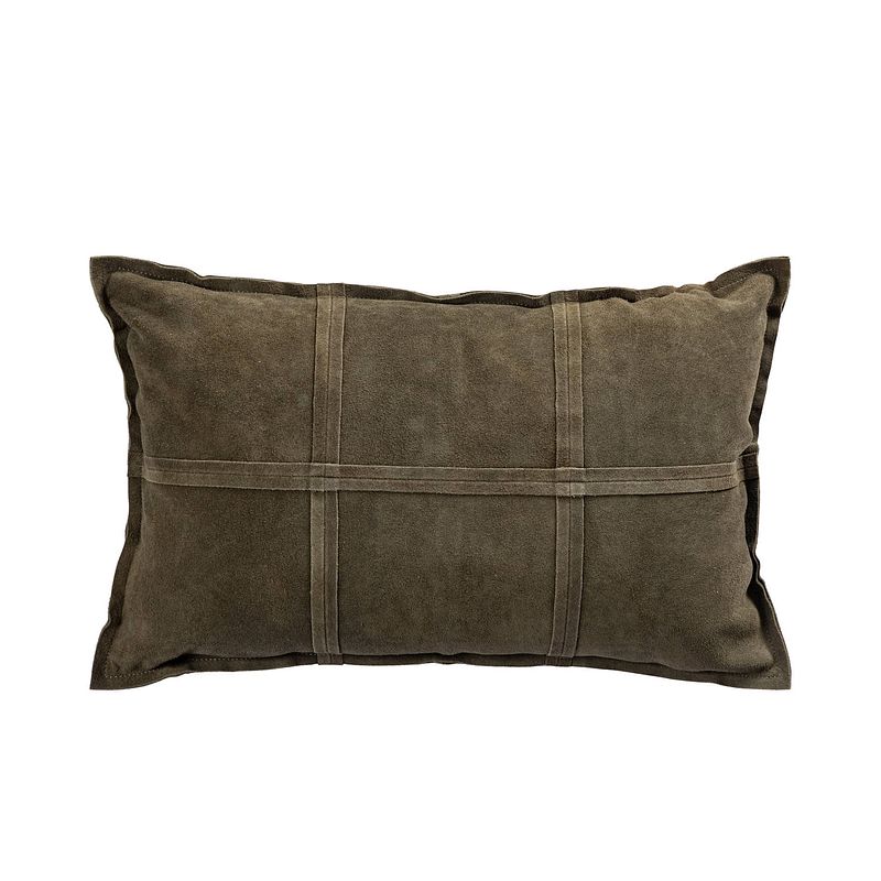 Foto van Ptmd cobie green suede leather cushion rectangle