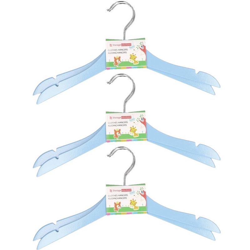 Foto van Blauwe stevige houten kledinghangers voor kinderen 12x stuks - kledinghangers