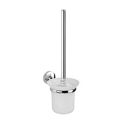 Foto van Wenko toiletborstel en houder cuba 35 cm rvs zilver/wit 3-delig