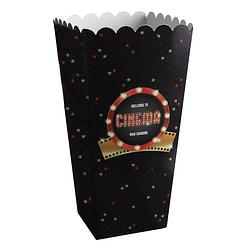 Foto van Santex popcorn/snoep bakjes - 8x - hollywood/film thema - karton - 6 x 8 x 17 cm - wegwerpbakjes