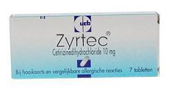 Foto van Zyrtec cetirizine 10mg tabletten 7st