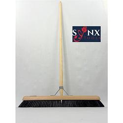 Foto van Synx tools zaalveger 60 cm - paardenhaar / kamerveger - zachte bezem met steel 150 cm - bezemsteel - veger schoonmaken
