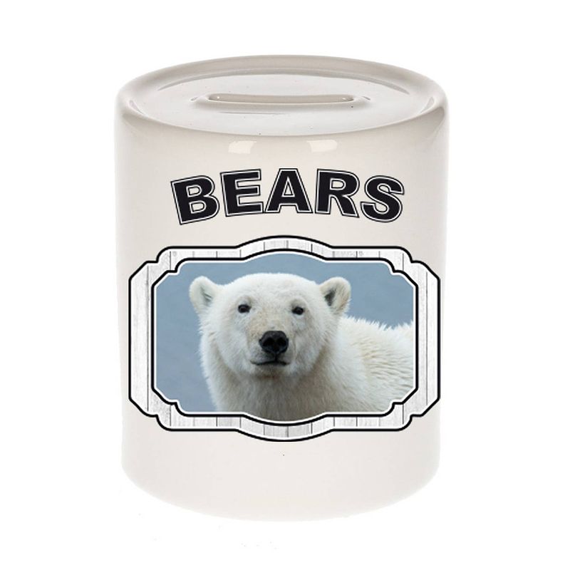 Foto van Dieren witte ijsbeer spaarpot - bears/ ijsberen spaarpotten kinderen 9 cm - spaarpotten