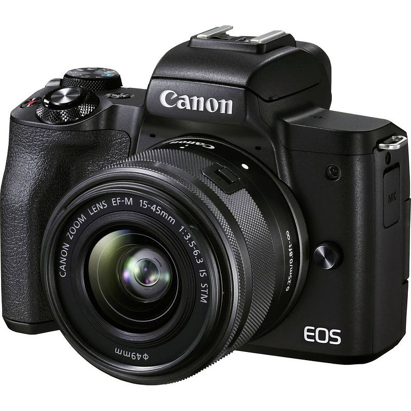 Foto van Canon eos m50 mark ii zwart + ef-m 15-45mm f/3.5-6.3 is stm zwart