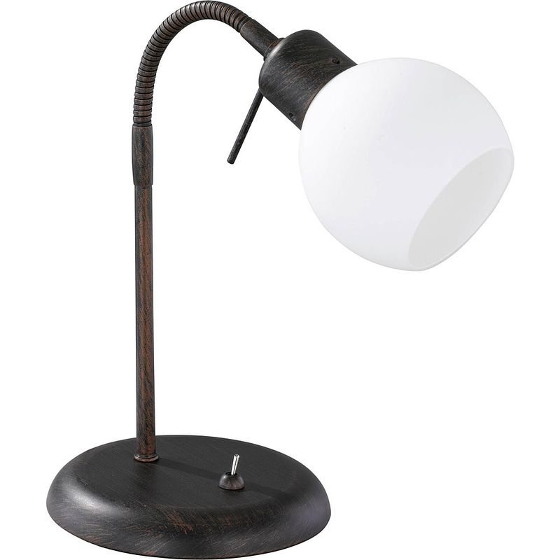 Foto van Led bureaulamp - trion frudo - 4w - e14 fitting - warm wit 3000k - rond - roestkleur - aluminium