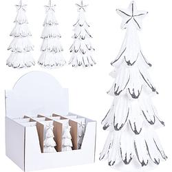 Foto van 5 stuks kerstboom 16 cm wit 3 assorti