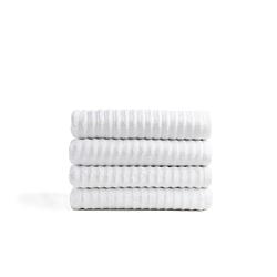 Foto van Seashell wave handdoek set - 4 stuks - wit - 70x140cm - premium