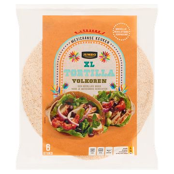 Foto van Jumbo xl tortilla volkoren 6 stuks 370g