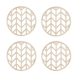 Foto van Krumble siliconen pannenonderzetter rond met pijlen patroon - beige - set van 4