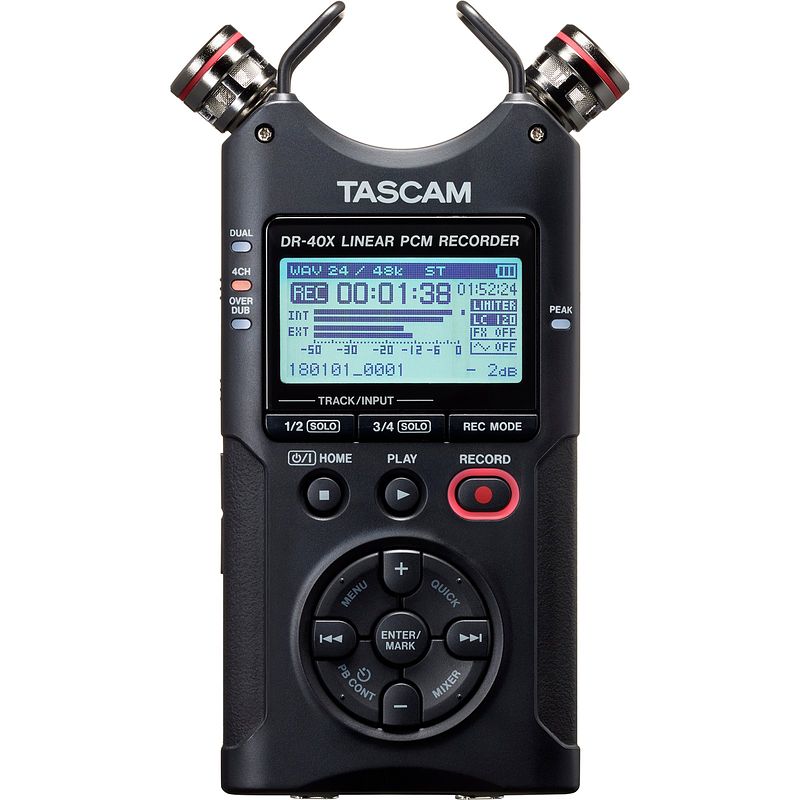 Foto van Tascam dr-40x stereo handheld recorder en usb interface