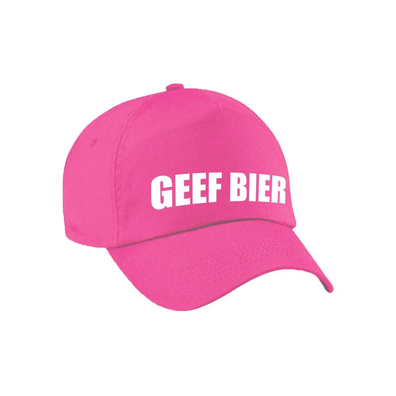 Foto van Carnaval fun pet / cap geef bier roze voor dames en heren - verkleedhoofddeksels