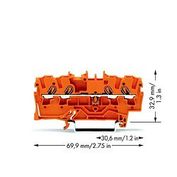 Foto van Wago 2002-1402 doorgangsklem 5.20 mm spanveer oranje 100 stuk(s)