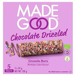 Foto van Made good chocolate drizzled granola bars birthday cake flavour 5 x 24g bij jumbo