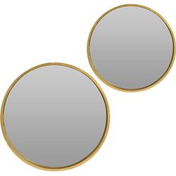 Foto van Wandspiegels rond - 2x - goud - 40 cm + 50 cm - hout - spiegels