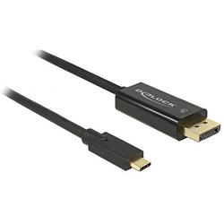 Foto van Delock usb-c® / displayport adapterkabel usb-c® stekker, displayport stekker 2.00 m zwart 85256 vergulde steekcontacten usb-c®-displaykabel