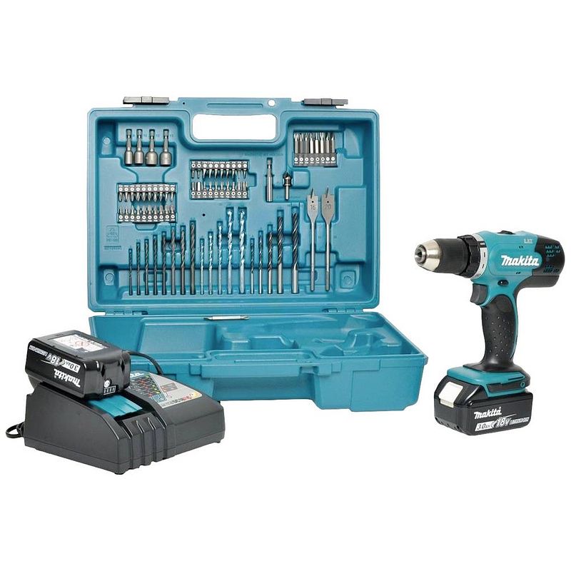 Foto van Makita 2 snelheden-accu-klopboor/schroefmachine incl. 2 accus, incl. koffer, incl. lader