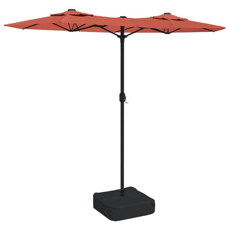 Foto van The living store dubbele parasol terracotta/donkergrijs - 316x145x240 cm - led-verlichting