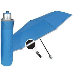 Foto van Perletti paraplu mini 98 cm microfiber/staal blauw/zilver