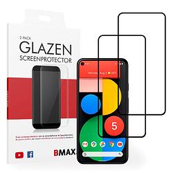 Foto van 2-pack bmax google pixel 5 screenprotector - glass - full cover 2.5d - black