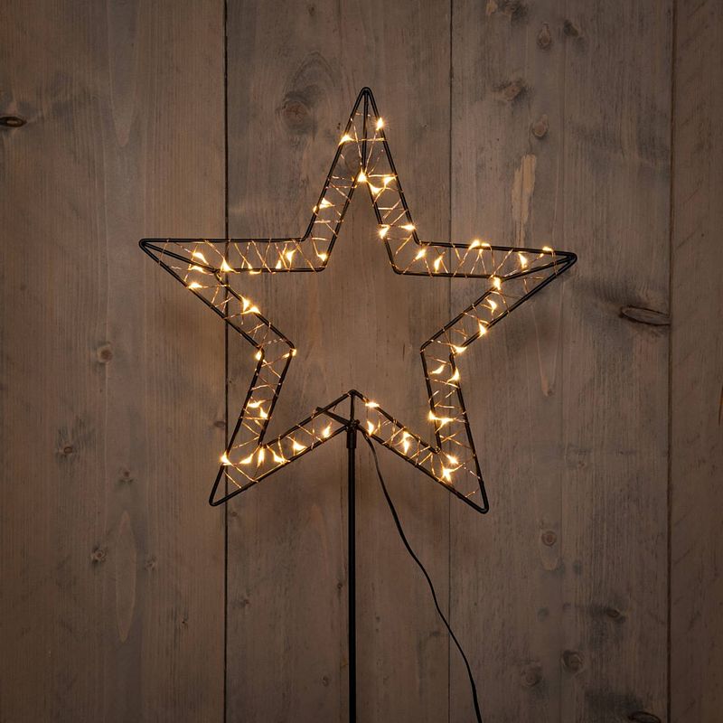 Foto van Anna'ss collection - b.o.t. outdoor black star on stick 31,5x100 cm50led classic