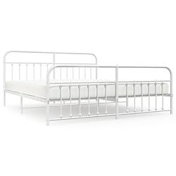 Foto van Vidaxl bedframe met hoofd- en voeteneinde metaal wit 193x203 cm