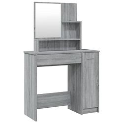 Foto van The living store kaptafel - kaptafel met spiegel - grijs sonoma eiken - 86.5 x 35 x 136 cm