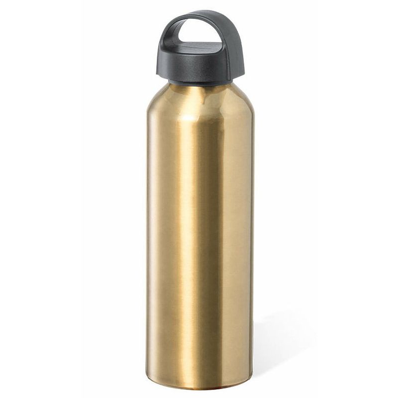 Foto van Bellatio design waterfles/drinkfles/sportfles - metallic goud - aluminium - 800 ml - schroefdop - drinkflessen