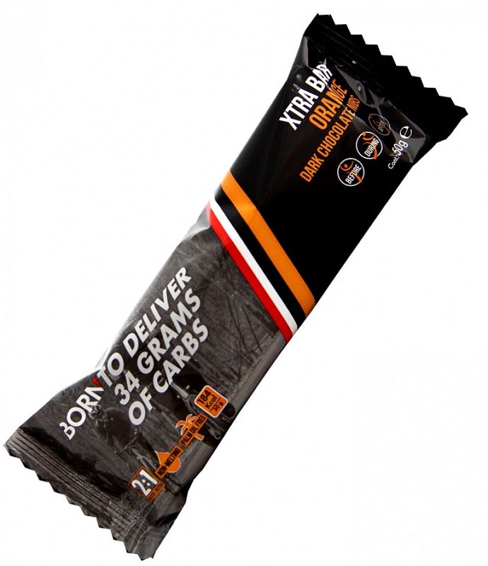 Foto van Born xtra bar - orange dark chocolate nibs 15 stuks