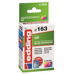 Foto van Edding cartridge vervangt hp hp22 (c9352ae) compatibel single cyaan, magenta, geel edd-163 18-163