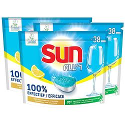 Foto van Sun all-in one - vaatwastabletten - citroen - 114 capsules - 3 x 38 voordeelverpakking - kwartaalbox