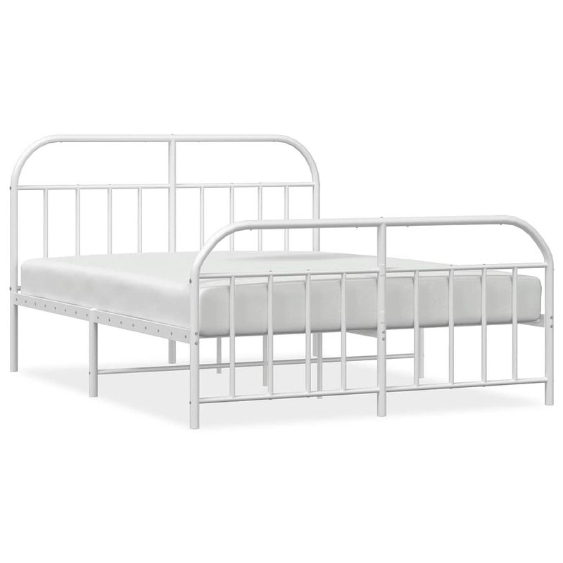 Foto van The living store bedframe - klassiek - metaal - 207x146x100 cm - wit