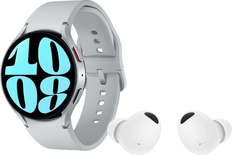 Foto van Samsung galaxy watch 6 zilver 44mm + samsung galaxy buds 2 pro