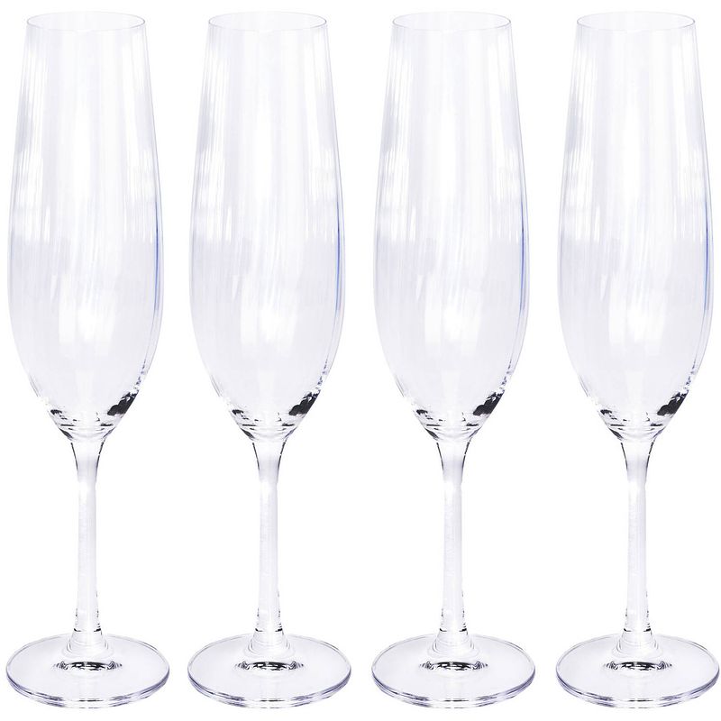 Foto van 4x champagneglazen/flutes 26 cl/260 ml van kristalglas - kristalglazen - champagneglas