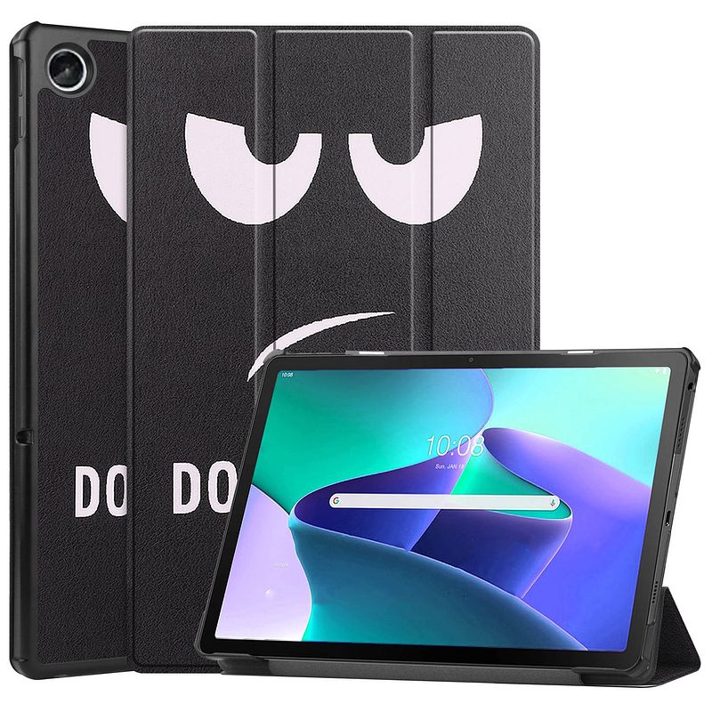 Foto van Basey lenovo tab m10 plus (3e gen) hoesje kunstleer hoes case cover - don'st touch me