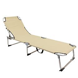 Foto van Maxxgarden aluminium ligstoel - voor tuin en zwembad - verstelbare rug - 189x59 cm (taupe)