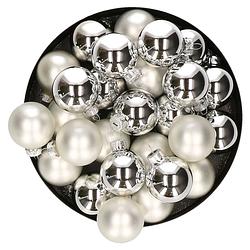 Foto van Kerstballen set van glas 36x stuks zilver 4 cm - kerstbal