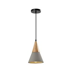 Foto van Quvio hanglamp langwerpig beton met hout grijs - quv5141l-grey