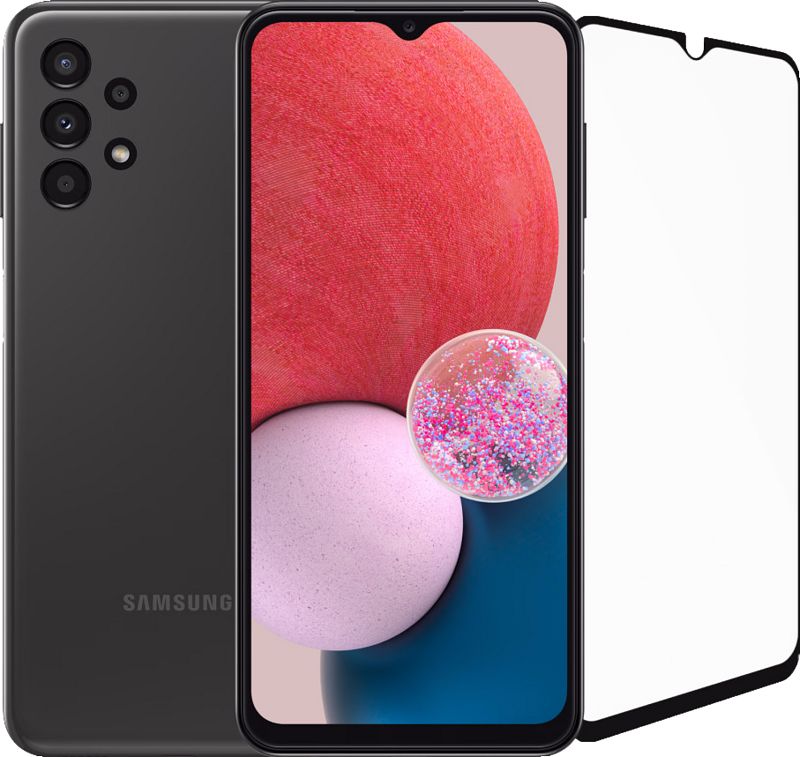 Foto van Samsung galaxy a13 64gb zwart + panzerglass case friendly screenprotector glas zwart