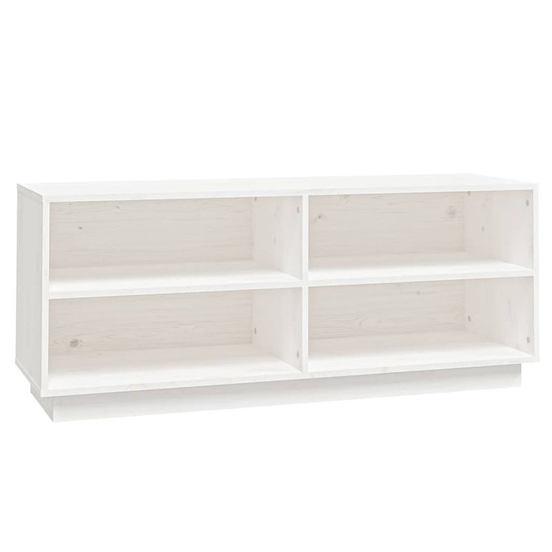 Foto van The living store houten schoenenkast - wit - 110 x 34 x 45 cm - massief grenenhout