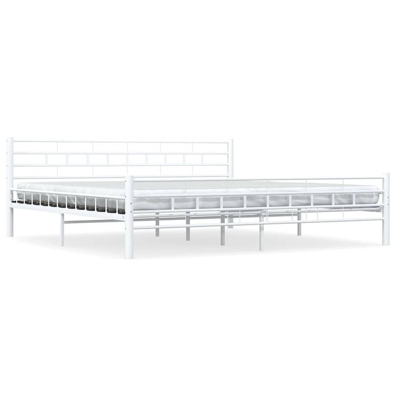 Foto van The living store metalen bedframe - 210x207x76 cm - wit - inclusief lattenbodem - montage vereist