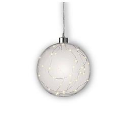 Foto van 1x stuks verlichte glazen kerstballen met 30 lampjes zilver/warm wit 15 cm - kerstverlichting figuur