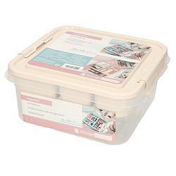 Foto van Multifunctionele opberg/sorteer naaigaren/verband/hobby box/doos beige 26 x 24 x 11 cm - gereedschap opbergbox