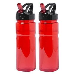 Foto van 2x rode drinkfles/waterfles 650 ml - drinkflessen