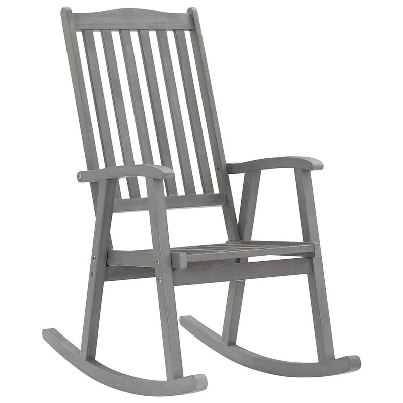 Foto van Infiori schommelstoel met kussens massief acaciahout grijs