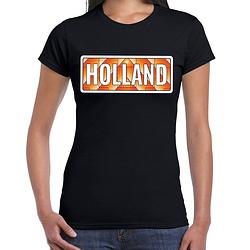 Foto van Oranje / nederlands elftal supporter t-shirt zwart voor dames xs - feestshirts