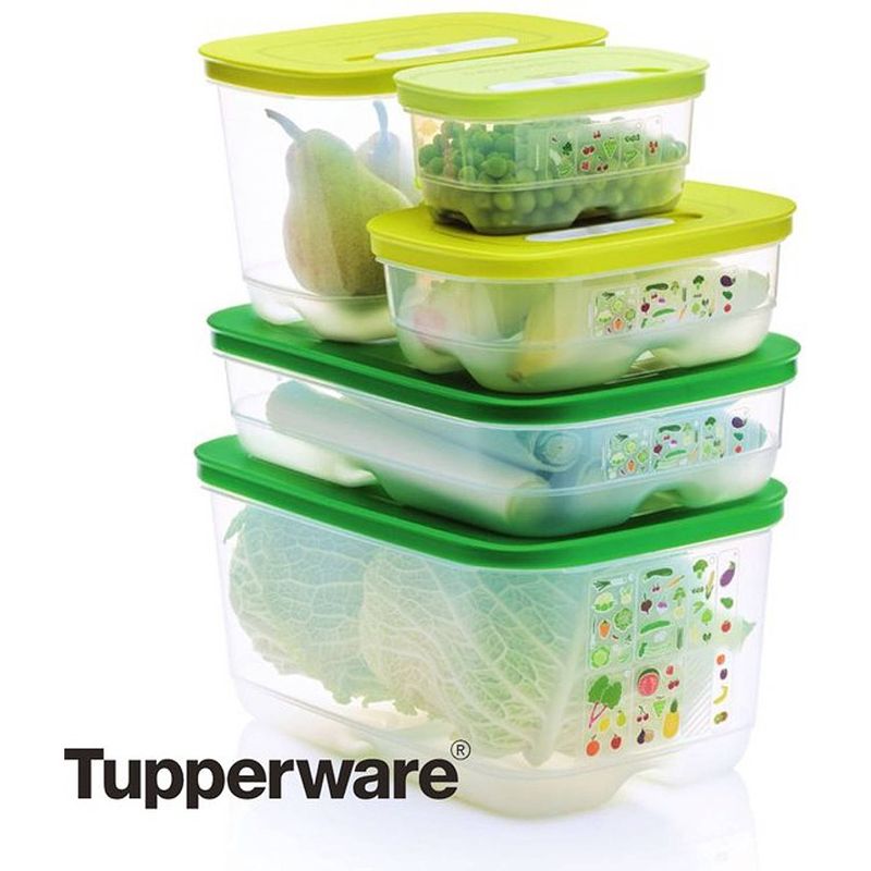 Foto van Tupperware fridgesmart - 5-delige set - vershoudbakjes - groen