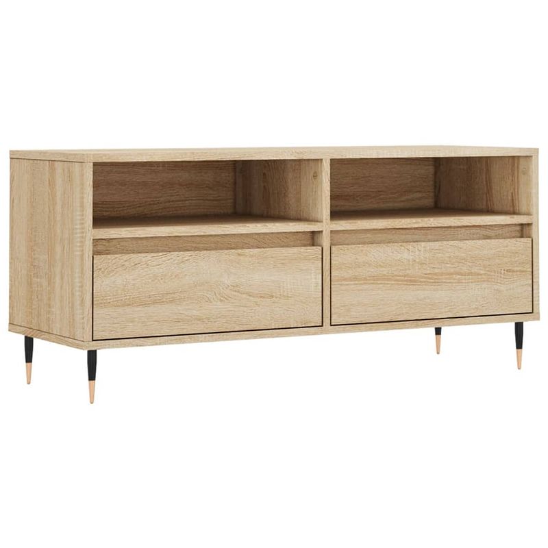 Foto van The living store tv-meubel sonoma eiken - 100 x 34.5 x 44.5 cm - veel opbergruimte