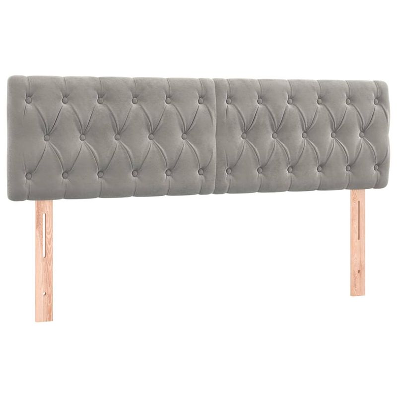 Foto van The living store hoofdbord - bedaccessoires - 160 x 7 x 78/88 cm - lichtgrijs fluweel